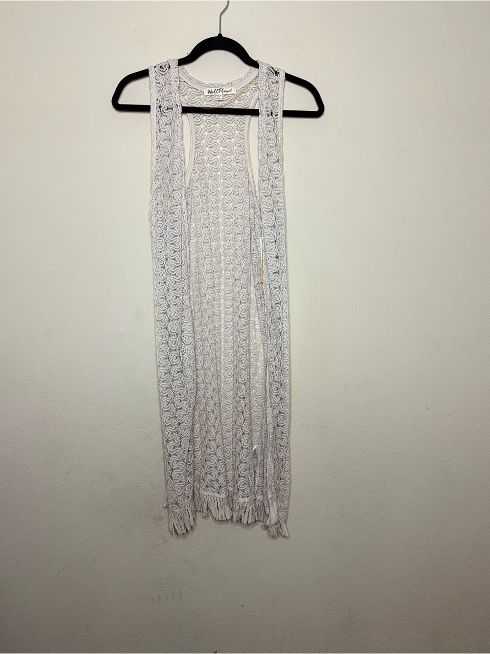 NWT Wallflower Crochet Fringe Boho Coastal Cream Vest